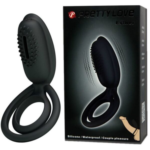 Pretty Love Esther — Vibrating Cock Ring, Silicone, Black — Cock Rings — view 10