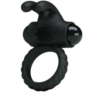 Pretty Love Eudora — Vibrating Cock Ring, Silicone, Black — Clitoral Stimulators