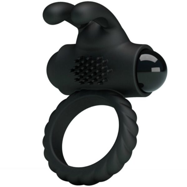 Pretty Love Eudora — Vibrating Cock Ring, Silicone, Black — Clitoral Stimulators