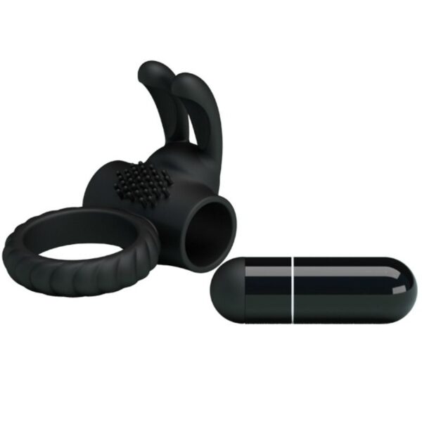 Pretty Love Eudora — Vibrating Cock Ring, Silicone, Black — Clitoral Stimulators — view 8