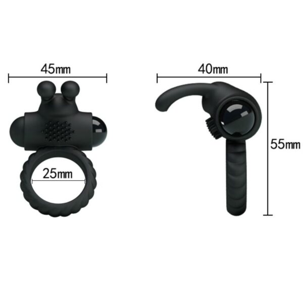 Pretty Love Eudora — Vibrating Cock Ring, Silicone, Black — Clitoral Stimulators — view 7