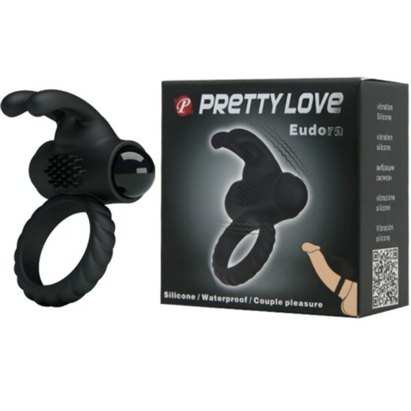 Pretty Love Eudora — Vibrating Cock Ring, Silicone, Black — Clitoral Stimulators — view 5