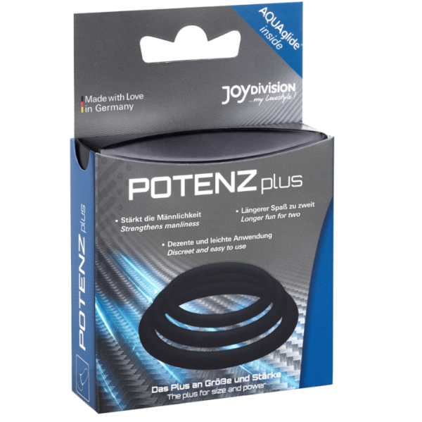 Joydivision Potenzduo Plus — Cock Ring Set, Silicone, Black — Classic Cock Rings — view 3