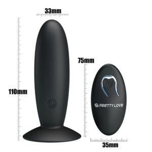 Pretty Love — Vibrating Butt Plug, Remote Control, Black — Anal — view 2
