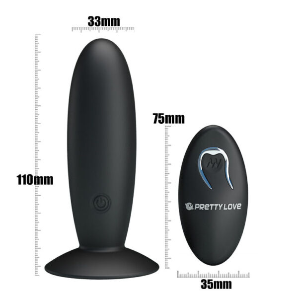Pretty Love — Vibrating Butt Plug, Remote Control, Black — Anal — view 2