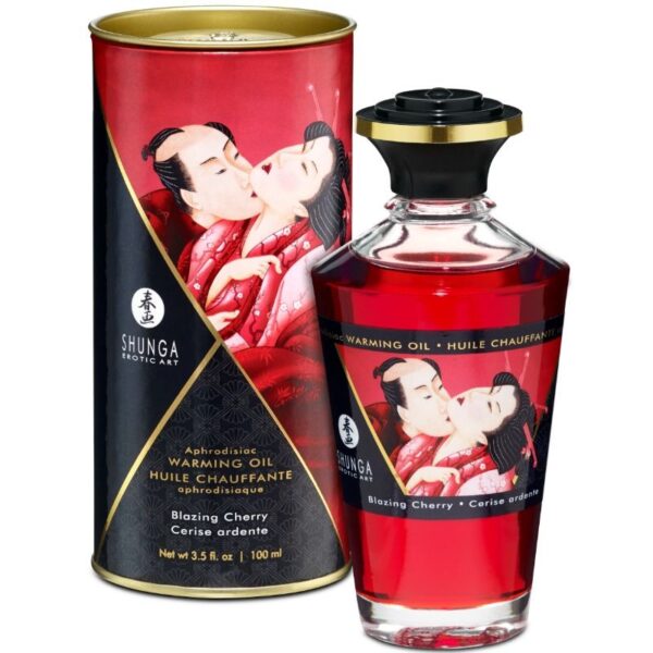 Shunga Blazing Cherry — Warming Massage Oil, 100 ml — Body Massage Oils