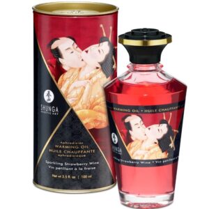 Shunga Sparkling Strawberry Wine — Warming Massage Oil, 100 ml — Body Massage Oils