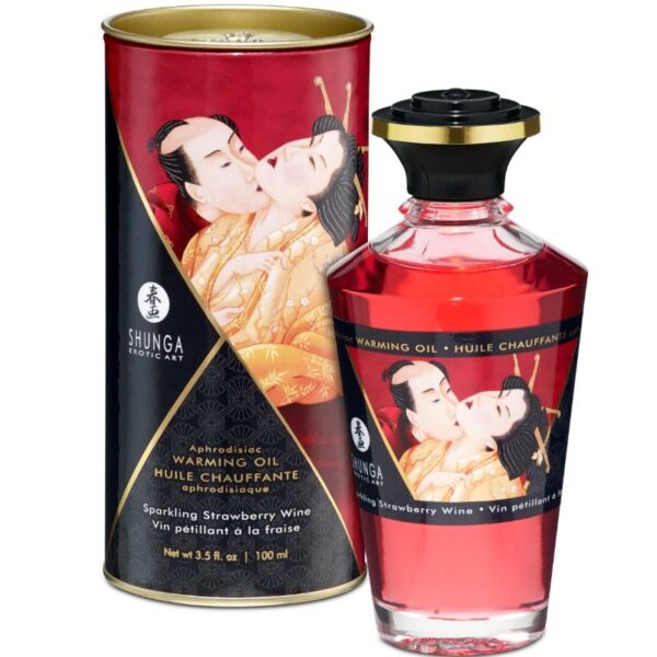 Shunga Sparkling Strawberry Wine — Warming Massage Oil, 100 ml — Body Massage Oils