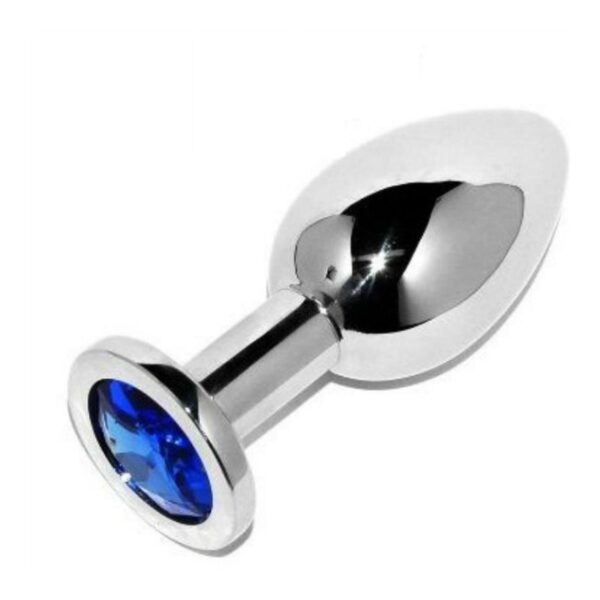 Metal Hard Diamond — Jewelled Butt Plug, 5.71 cm, Blue — Anal — view 2