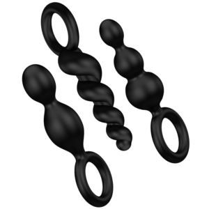 Satisfyer Set of 3 — Butt Plug, Silicone, Black — Anal