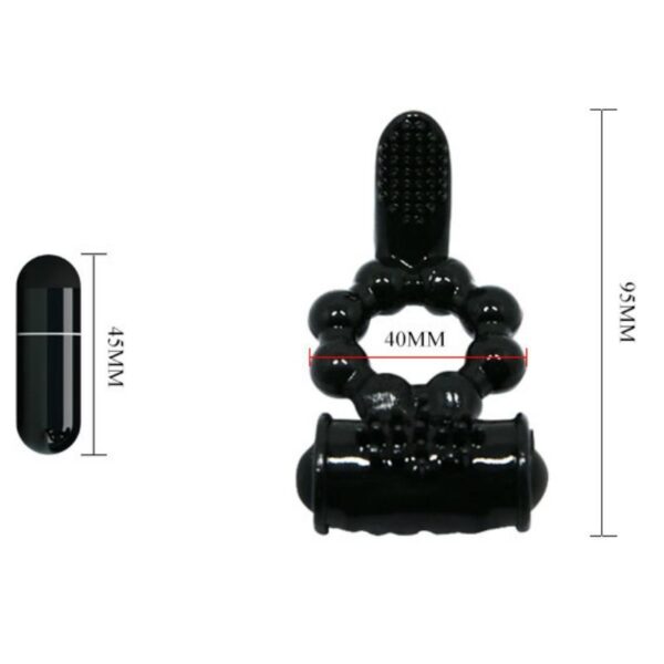 Baile Sweet Ring Double — Vibrating Cock Ring, Black — Clitoral Toys — view 8