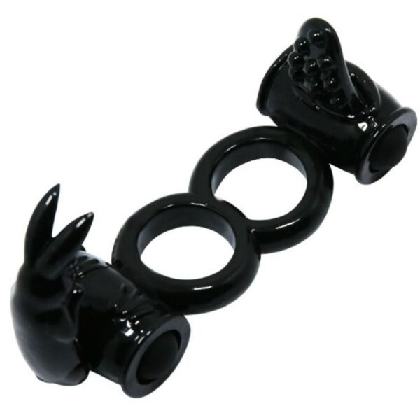 Baile Sweet Double Rabbit — Vibrating Cock Ring, Black — Clitoral Toys