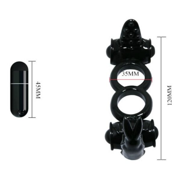 Baile Sweet Double Rabbit — Vibrating Cock Ring, Black — Clitoral Toys — view 3