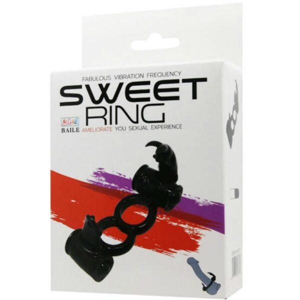 Baile Sweet Double Rabbit — Vibrating Cock Ring, Black — Clitoral Toys — view 5
