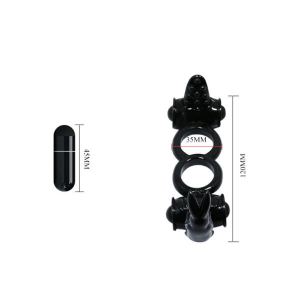 Baile Sweet Double Rabbit — Vibrating Cock Ring, Black — Clitoral Toys — view 6