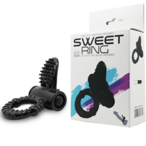 Baile Sweet Ring Textured — Vibrating Cock Ring, Black — Clitoral Toys — view 3