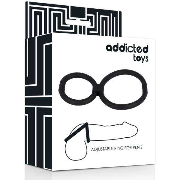 Addicted Toys Adjustable Double — Cock Ring, Black — Classic Cock Rings — view 3