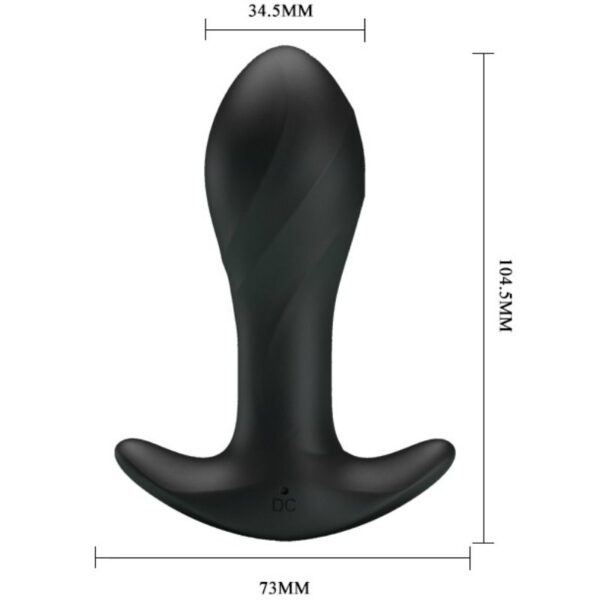 Pretty Love — Vibrating Butt Plug, Rechargeable, Black — Anal — view 8