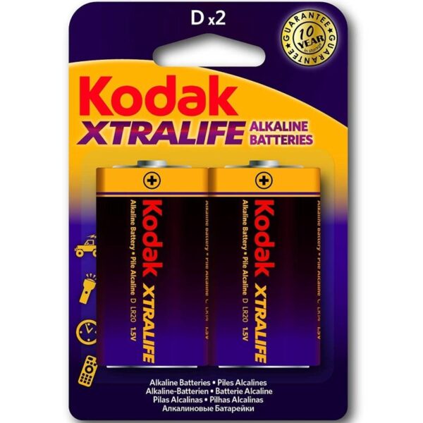 Kodak Xtralife Alkaline D LR20 — Batteries, 2 Pack — Batteries & Spare Parts