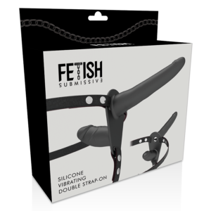 Fetish Submissive Double — Vibrating Strap-On, Silicone, Black — Double Penetration Strap-Ons — view 4
