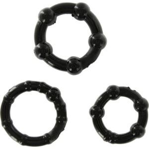 Seven Creations — Cock Ring Set, Silicone, Black — Classic Cock Rings