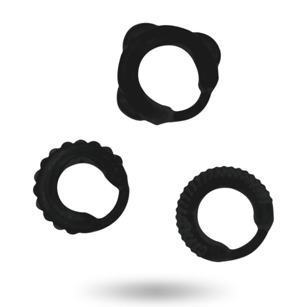 Addicted Toys — Cock Ring Set, Black — Classic Cock Rings