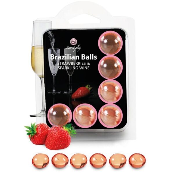 Secretplay Strawberries and Cava — Brazilian Balls, 6 Pack