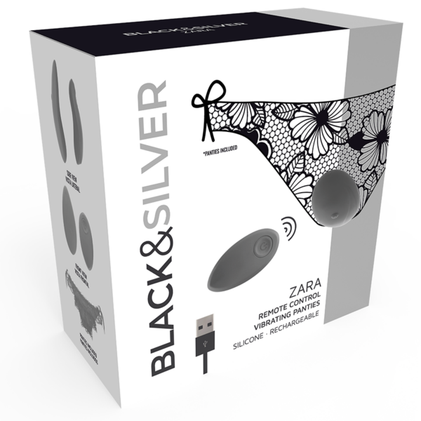 Black & Silver Zara — Panty Vibrator, Remote Control — Clitoral Stimulators — view 2