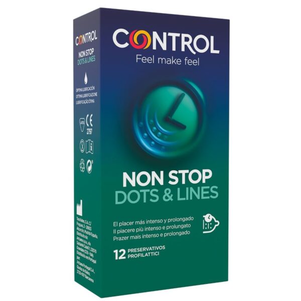 Control Nonstop Dots and Lines — Delay Condoms, 12 Pack — Condom Multipacks