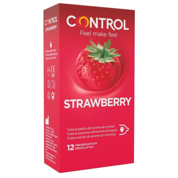 Control Adapta Strawberry — Flavoured Condoms, 12 Pack — Condom Multipacks