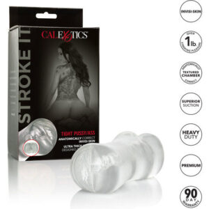 CalExotics Stroke It Pussy/Ass — Male Masturbator, Clear — Manual Strokers — view 4
