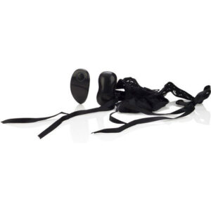 CalExotics Thong with Ties — Panty Vibrator, Black — Remote Control Vibrators