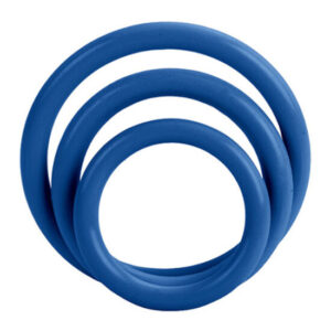 CalExotics Tri — Cock Ring Set, Silicone, Blue — Classic Cock Rings