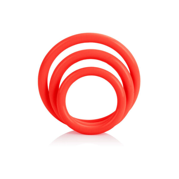 CalExotics Tri — Cock Ring Set, Silicone, Red — Classic Cock Rings — view 2