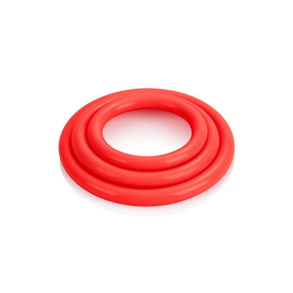 CalExotics Tri — Cock Ring Set, Silicone, Red — Classic Cock Rings — view 3