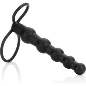 CalExotics Love Rider Beaded Dual Penetrator — Cock Ring, Black — Anal Beads