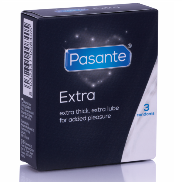Pasante Extra — Thick Condoms, 3 Pack