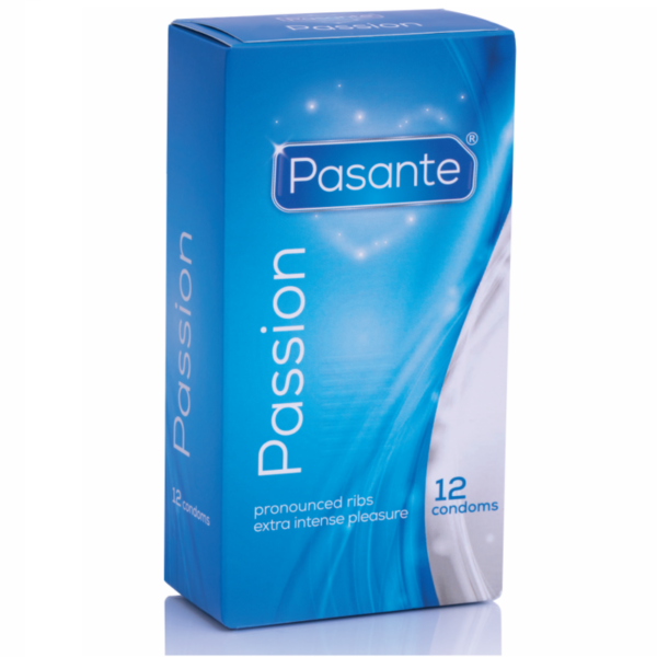 Pasante Passion — Ribbed Condoms, 12 Pack — Condom Multipacks