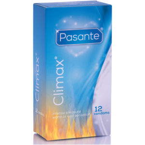 Pasante Climax — Ribbed Condoms, 12 Pack, Heat and Cool — Condom Multipacks