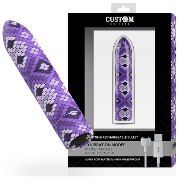 Custom Bullets Snake — Bullet Vibrator, Rechargeable, Purple — Bullet Vibrators