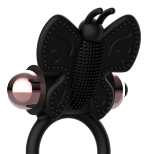 Coquette Butterfly — Vibrating Cock Ring, Black — Cock Rings — view 2