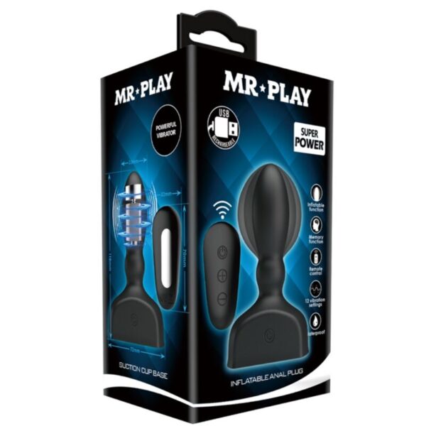 Mr Play — Inflatable Butt Plug, Remote Control, Black — Anal — view 6