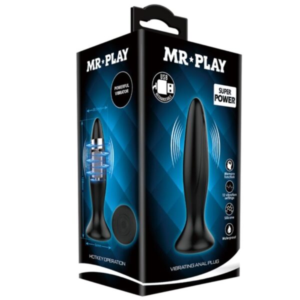 Mr Play — Vibrating Butt Plug, Rechargeable, Black — Anal — view 4