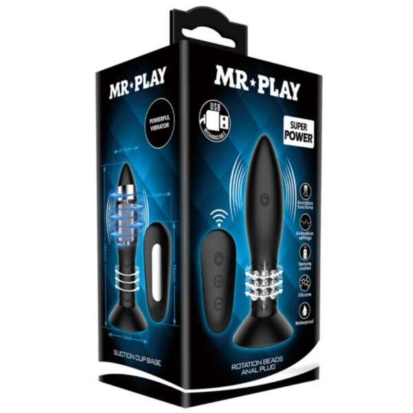 Mr Play Rotating Balls — Vibrating Butt Plug, Black — Anal — view 7