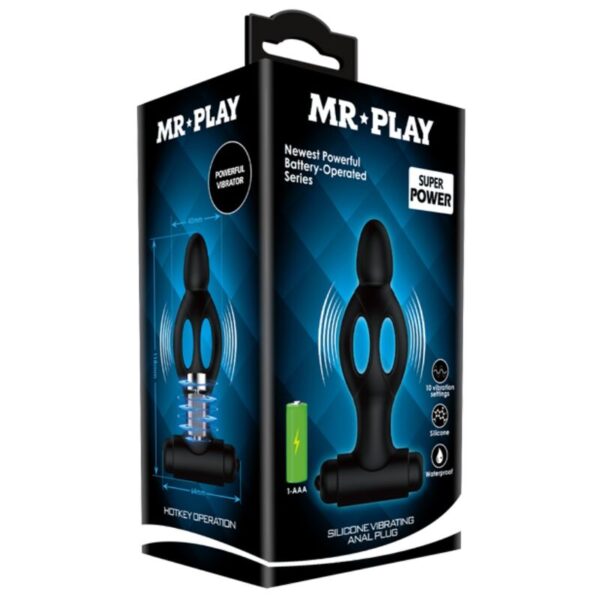 Mr Play — Vibrating Butt Plug, Silicone, Matte Black — Anal — view 7