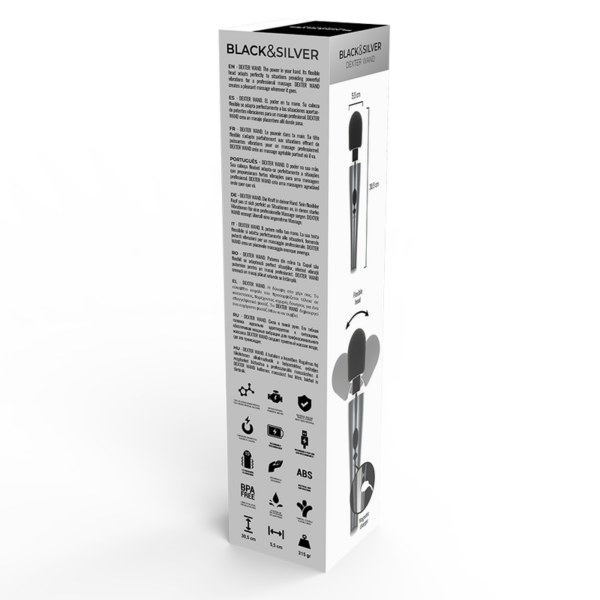 Black & Silver Dexter — Wand Massager, Rechargeable — Vibrators — view 3