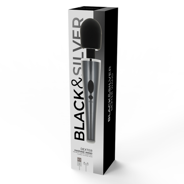Black & Silver Dexter — Wand Massager, Rechargeable — Vibrators — view 4