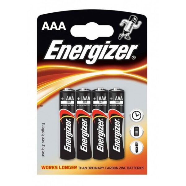 Energizer Alkaline Power AAA LR03 — Batteries, 4 Pack — Batteries & Spare Parts