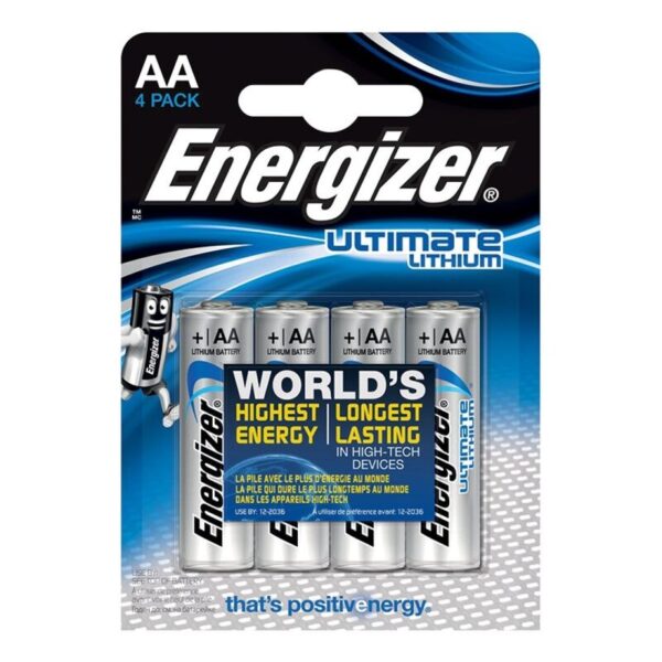 Energizer Ultimate Lithium AA L91 — Batteries, 4 Pack — Batteries & Spare Parts