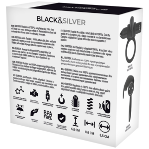 Black & Silver Burton — Vibrating Cock Ring, Black — Cock Rings — view 4